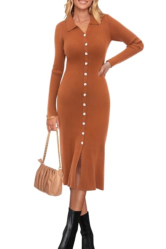 Newshows Strickkleid Damen Herbstkleid V Ausschnitt Pulloverkleid Elegante Winterkleid Kleid Herbst Winter von Newshows