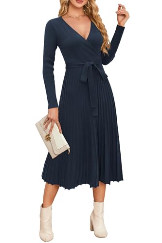 Newshows Strickkleid Damen Winter Herbst Langarm V-Ausschnitt Winterkleid A-Linie Elegantes Pulloverkleid Newshows Strickkleid Damen Winter Herbst Langarm V-Ausschnitt Winterkleid A-Linie Elegantes Pulloverkleid von Newshows