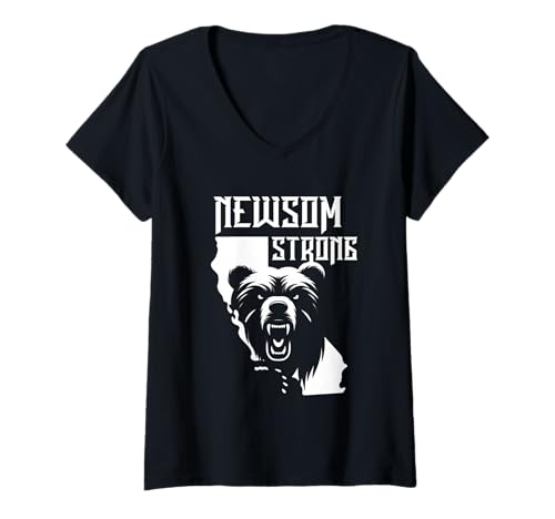 Damen Newsom Strong California unterstützt Gavin Newsom-Unterstützer T-Shirt mit V-Ausschnitt Damen Newsom Strong California unterstützt Gavin Newsom-Unterstützer T-Shirt mit V-Ausschnitt von Newsom Strong California Tees