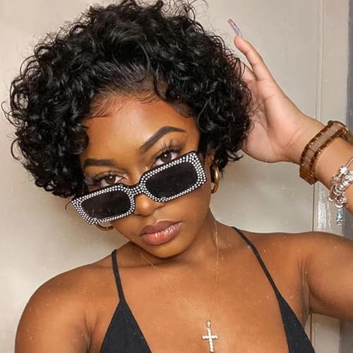 Kurze Bob Curly Spitze Perücke 13x1 HD Spitze Front Menschliches Haar Perücke Pixie Schnitt Curly Perücken für Schwarze Frauen Brasilianische Jungfrau Remy Haar Perücken 180% Dichte (Naturel Schwarz) Kurze Bob Curly Spitze Perücke 13x1 HD Spitze Front Menschliches Haar Perücke Pixie Schnitt Curly Perücken für Schwarze Frauen Brasilianische Jungfrau Remy Haar Perücken 180% Dichte (Naturel Schwarz) von Newsuyuan