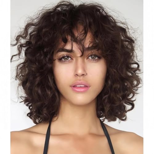 Kurze Curly Bob Perücken mit Bangs Kurze braune Curly Perücke für Frauen, Perücke von Haaren von Kostüm täglich natürliche synthetische hitzebeständig 12 Zoll Kurze Curly Bob Perücken mit Bangs Kurze braune Curly Perücke für Frauen, Perücke von Haaren von Kostüm täglich natürliche synthetische hitzebeständig 12 Zoll von Newsuyuan
