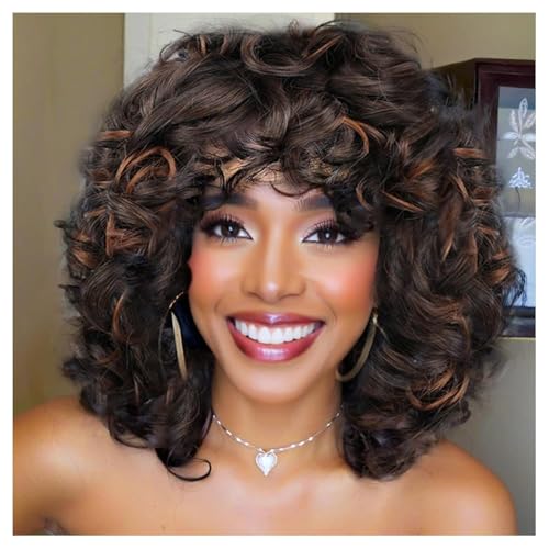 Kurze Lockige Perücken für Schwarze Frauen Weiche Auburn Schatten Große Lockige Perücke mit Bangs Afro Kinky Curls Natürliche Aussehende Haarperüacken Hitzebeständige Synthetische(Auburn Schatten) Kurze Lockige Perücken für Schwarze Frauen Weiche Auburn Schatten Große Lockige Perücke mit Bangs Afro Kinky Curls Natürliche Aussehende Haarperüacken Hitzebeständige Synthetische(Auburn Schatten) von Newsuyuan