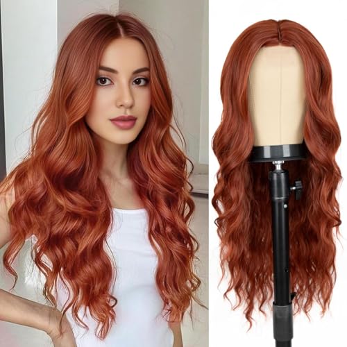 Lange Perücke, Kastanienbraun, gewellt, Mittel, Spitze, für Frauen, 66 cm, gelockt, gewellt, Kunsthaar, Perücke aus hitzebeständiger Faser, für den täglichen Gebrauch Lange Perücke, Kastanienbraun, gewellt, Mittel, Spitze, für Frauen, 66 cm, gelockt, gewellt, Kunsthaar, Perücke aus hitzebeständiger Faser, für den täglichen Gebrauch von Newsuyuan