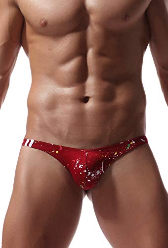 Newsywell Herren Baumwolle Tanga Bikinis Bulge Pouch String Micro Männer Niedrige Taille Briefs 1-Packung Unterwäsche Weinrot X-Large von Newsywell