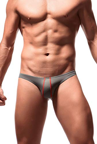 Newsywell Herren Bikini Niedrige Taille Minimalist Elastische Pouch Low Rise Briefs Unterwäsche Grau XX-Large von Newsywell