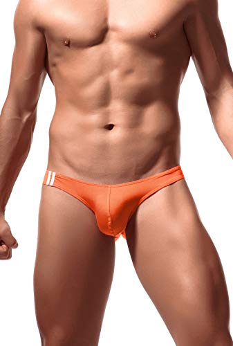 Newsywell Herren Bikinis Atmungsaktiv Beutel Elastische Unterwäsche Low Rise Bikini-Unterwäsche Orange X-Large von Newsywell