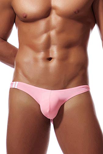 Newsywell Herren Eisseide Bikini Bikinis Mode Micro Low Rise Elastische Bulge Slips Männer Unterwäsche Pink Mittel von Newsywell