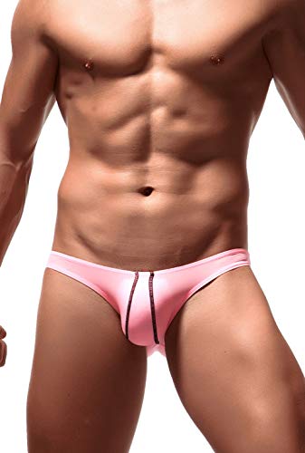 Newsywell Herren Eisseide Bikini Bikinis Mode Micro Low Rise Elastische Bulge Slips Männer Unterwäsche Pink Mittel von Newsywell