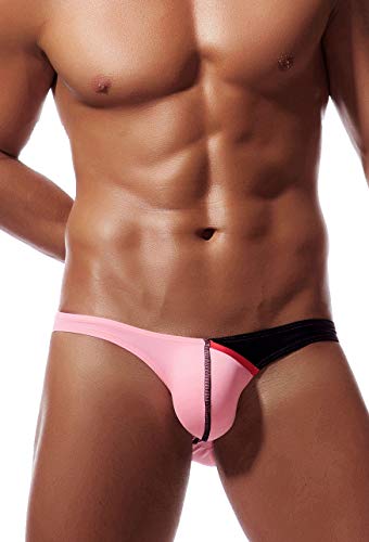 Newsywell Herren Eisseide Bikini Bikinis Mode Micro Low Rise Elastische Bulge Slips Männer Unterwäsche Pink Mittel von Newsywell