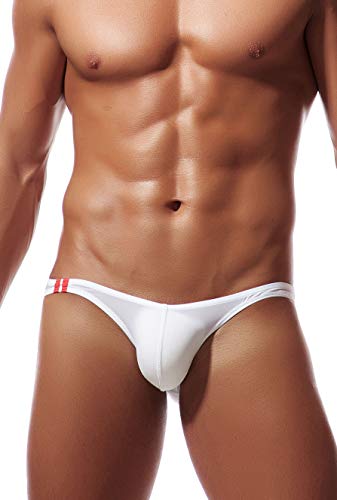 Newsywell Herren Eisseide Bikini Bulge Pouch Leichte Männer Unterhose Bikinis Low Rise Briefs Unterwäsche Weiß Mittel von Newsywell