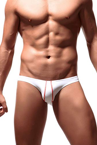 Newsywell Herren Eisseide Bikini Bulge Pouch Leichte Männer Unterhose Bikinis Low Rise Briefs Unterwäsche Weiß Mittel von Newsywell