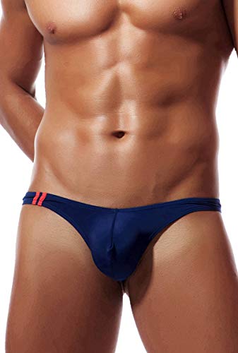 Newsywell Herren Eisseide Tanga Bikinis Bulge Pouch Low Rise Niedrige Taille Briefs Bulge Unterwäsche Königsblau Groß von Newsywell