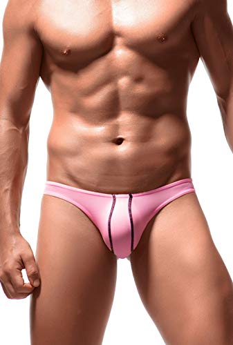 Newsywell Herren Eisseide Tanga Bikinis Bulge Pouch String Micro Männer Niedrige Taille Briefs 1-Packung Unterwäsche Pink X-Large von Newsywell