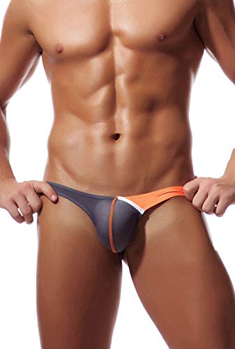 Newsywell Herren Eisseide Tanga Pouch Bikinis Micro Ice Silk Low Rise Elastische Stretch Slips Unterwäsche Grau Mittel von Newsywell