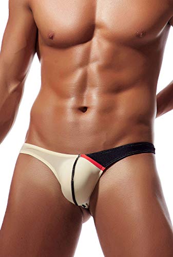Newsywell Herren Eisseide Tangas Atmungsaktiv G-String T-Rücken Niedrige Leibhöhe Herren Bikini Slip Unterwäsche Ice Silk Thong Low Rise Soft Breathable Briefs Underwear Fleischfarben Mittel von Newsywell
