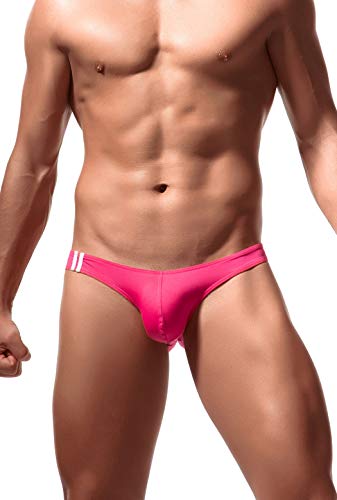 Newsywell Herren Elasthan Bikini Bikinis Mode Micro Low Rise Elastische Bulge Slips Männer Unterwäsche Pink Mittel von Newsywell