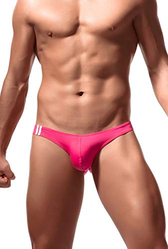 Newsywell Herren Elasthan Bikini Bulge Pouch Micro Männer Niedrige Taille Briefs Unterwäsche Pink X-Large von Newsywell