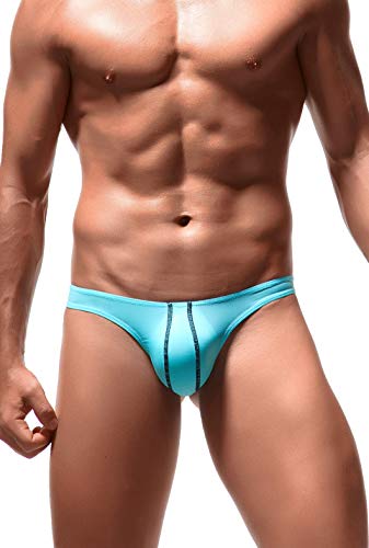 Newsywell Herren G String Tanga Bikinis Bulge Low Waist String Atmungsaktiv Stretch Slips Unterwäsche Hellblau Mittel von Newsywell