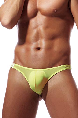 Newsywell Herren G String Tangas Pouch Atmungsaktiv Für Herren String Unterhosen Low Rise Bikini Unterwäsche Gelb Mittel von Newsywell