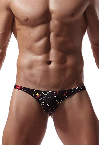 Newsywell Herren Micro Baumwolle Tanga Male String Bikinis Elastische Niedrige Taille Briefs 1-Packung Unterwäsche Schwarz XX-Large von Newsywell