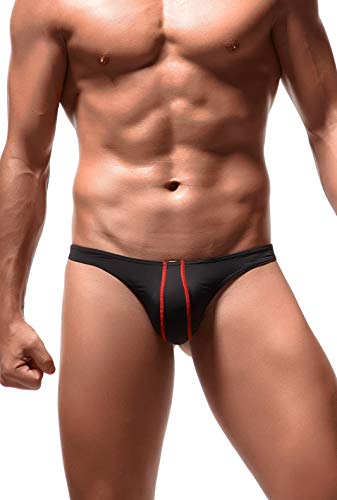 Newsywell Herren Micro Eisseide Tanga Male String Ice Silk Elastische Niedrige Taille Briefs Unterwäsche Herren Bikini Slip T-Rücken Schwarz XX-Large von Newsywell