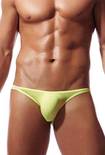 Newsywell Mens Bulge Pouch Eisseide Atmungsaktiv Ice Silk Männer Low Rise Bikini Unterwäsche Gelb XX-Large von Newsywell