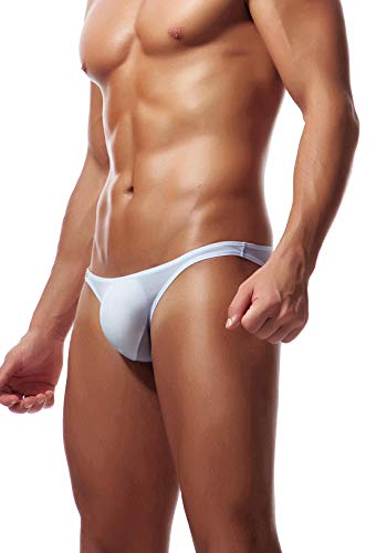 Newsywell Mens Eisseide Bulge Pouch Atmungsaktiv Männer Low Rise Bikini Unterwäsche Hellblau XX-Large von Newsywell