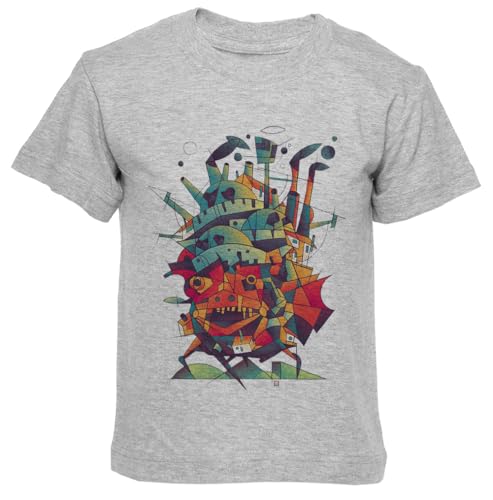 Das Wandelnde Schloss T-Shirt Kinder Graues T-Shirt Mit Rundhalsausschnitt Für Jungen Und Mädchen von Newtee