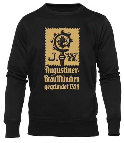 Newtee Augustiner Bräu Grauer Graues Schwarzes Unisex-Sweatshirt Mit Rundhalsausschnitt von Newtee