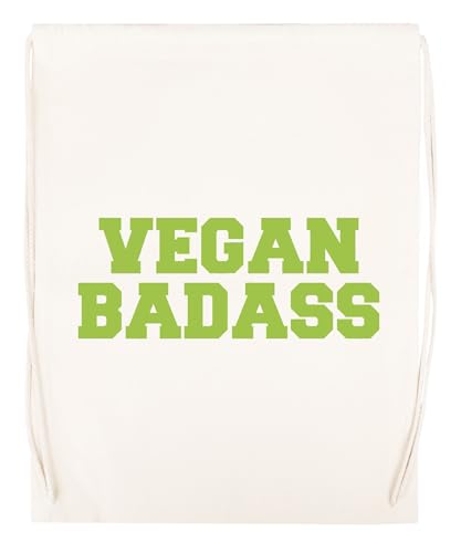 Vegan Badass Beige Sporttasche Wiederverwendbare Sporttasche Aus Baumwolle Mit Kordelzug von Newtee