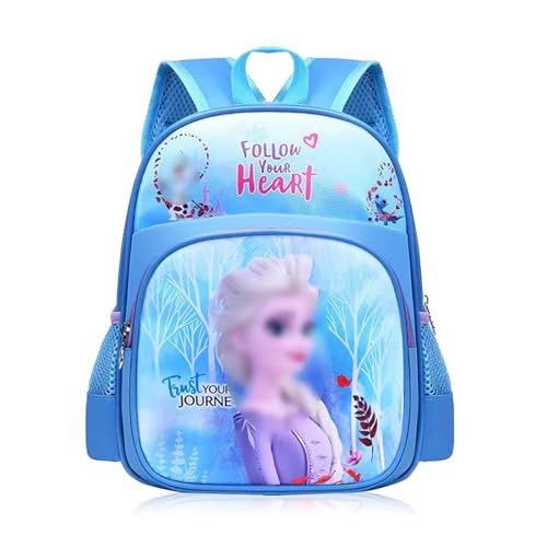 Newtic Elsa Rucksack Froz- Rucksack Anna Und Elsa Cartoon Backpack Mädchen Schulrucksäcke Kleinkind Schüler Tasche Für Schule Und Freizeit Kinderrucksack Mädchen - Blau von Newtic