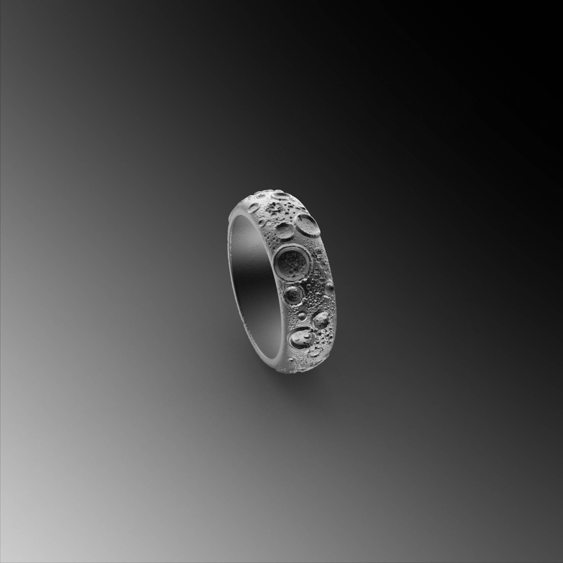 Mond Oberfläche Ring Silber Krater Band Einzigartige Ringe Für Mann Pinky Sterling Männer von NewtonJewelry