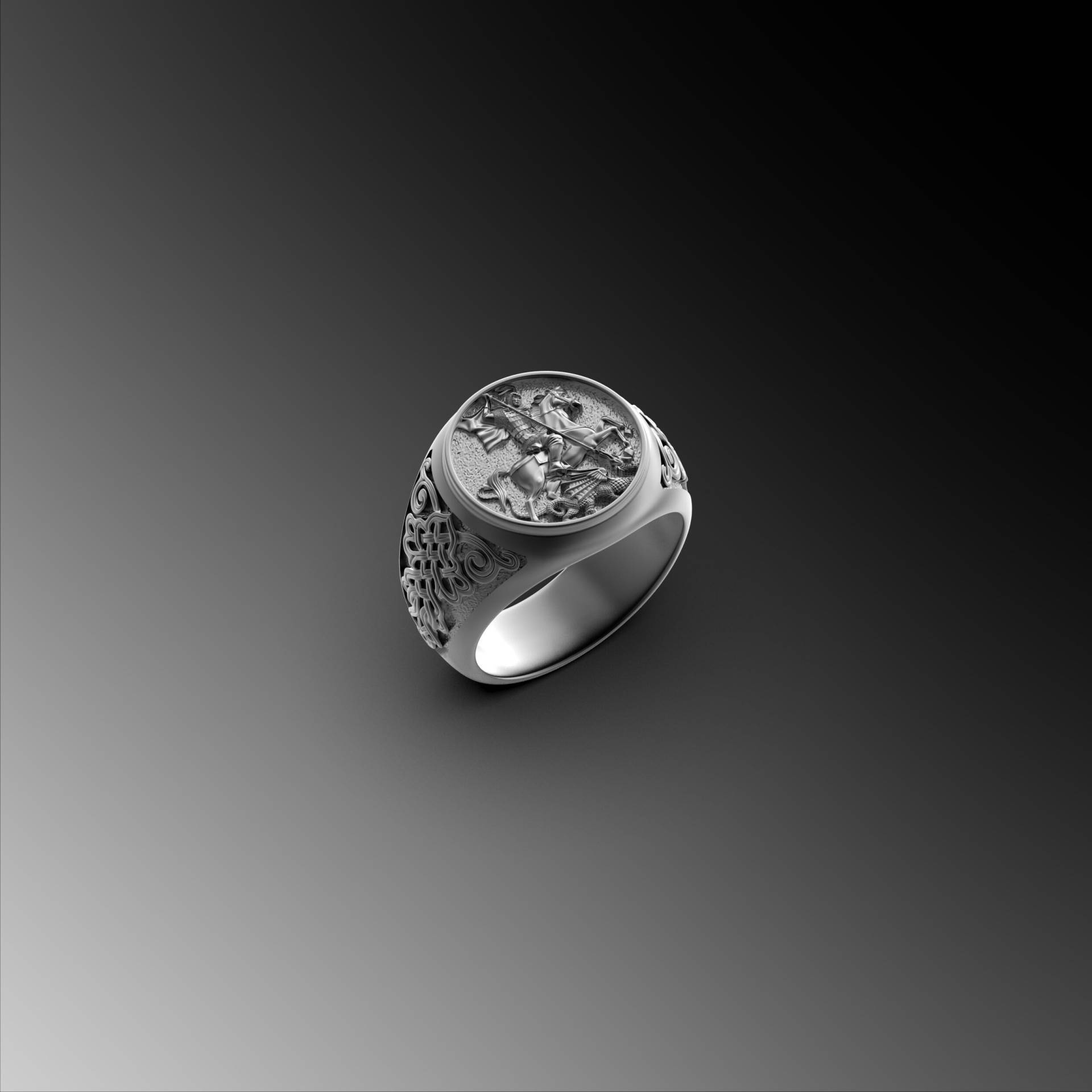 st. George Ring Herren Silber Einzigartiger Erzengel Siegel Einzigartige Ringe Für Christliches Geschenk von NewtonJewelry