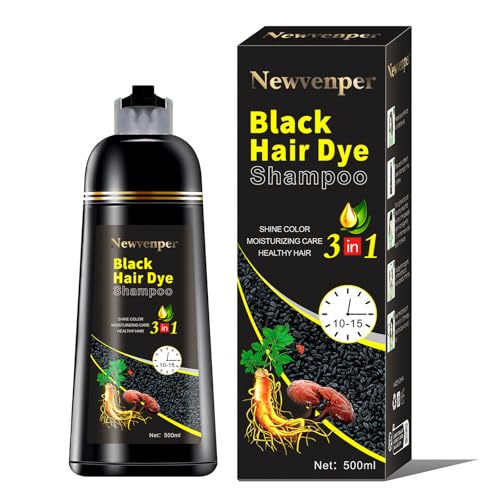 Haarfarbe-Shampoo für graues Haar, sofortiges Haarfärbe-Shampoo, Haarfärbung in wenigen Minuten, natürliche und langanhaltende Farbe, Haarfärbe-Shampoo für Männer und Frauen, 500 ml von Newvenper