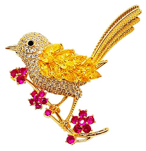Broschen für Damen, modisch, Tier, Vogel, Gelb, Rosa, Blume, süßer, schöner Stil, Large, Kupfer Broschen für Damen, modisch, Tier, Vogel, Gelb, Rosa, Blume, süßer, schöner Stil, Large, Kupfer von Newvision1981