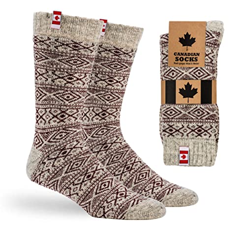 2 Paar Thermo Wollsocken Damen und Herren im Canadian Socks Style, Kanadische Socken Extrem Warm wie Norweger Socken, Stark gegen Wind & Wetter (Rot Meliert, 39-42) von NewwerX