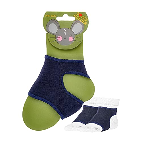 NewwerX 2 Paar Baby Sockenhalter – Baby-Söckchen Halter - Anti-Rutsch für Babysocken – Ausziehstopp für Krabbelsocken - One-Size 6-24 Monate (Marine-Blau) von NewwerX
