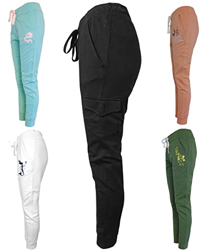 NexGen Outfits Premium Slim Fit Jogginghose für Damen Hochwertige Baumwolle, Stretchmaterial, Stickerei, mit Seiten Tasche, XS S M L XL 2XL von NexGen Outfits