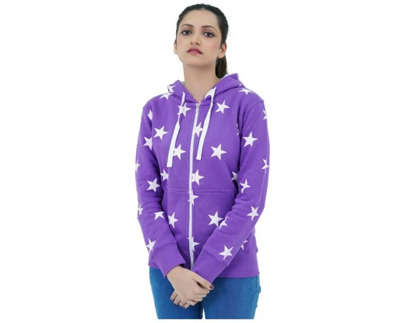 NexGenOutfits Hoodie Damen Fleece Pulli Kapuzenpullover Sweatjacke Lila mit Reißverschluss von NexGenOutfits