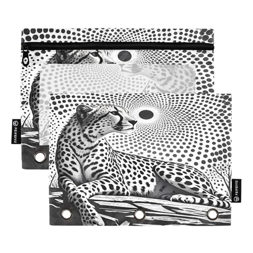 Luxuriöses Pferd, schwarzes schönes Pferd, schwarz, Hip-Hop-Affe, dunkle Grafikkunst, Leopardenmuster, 2er-Pack, Federmäppchen für 3-Ringbinder, glatter Reißverschluss mit transparentem PVC-Fenster Luxuriöses Pferd, schwarzes schönes Pferd, schwarz, Hip-Hop-Affe, dunkle Grafikkunst, Leopardenmuster, 2er-Pack, Federmäppchen für 3-Ringbinder, glatter Reißverschluss mit transparentem PVC-Fenster von Nexawaveo