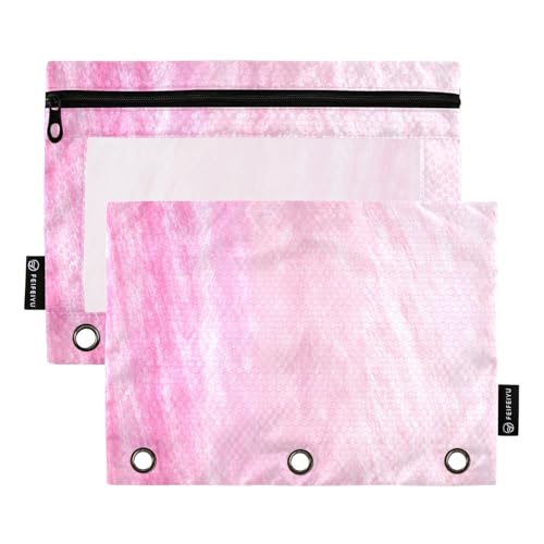 Nexawaveo Brushstroke Federmäppchen mit Farbverlauf, 2 Stück, für 3-Ringbücher, glatter Reißverschluss mit transparentem PVC-Fenster, Federmäppchen für Schulbedarf von Nexawaveo