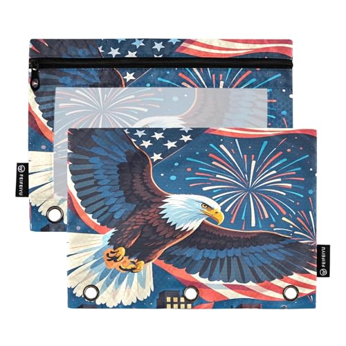 Nexawaveo Dynamic Bird Nightsky Federmäppchen-Set für 3-Ringbinder, glatter Reißverschluss mit transparentem PVC-Fenster, Federmäppchen für Schulbedarf, 2 Stück von Nexawaveo