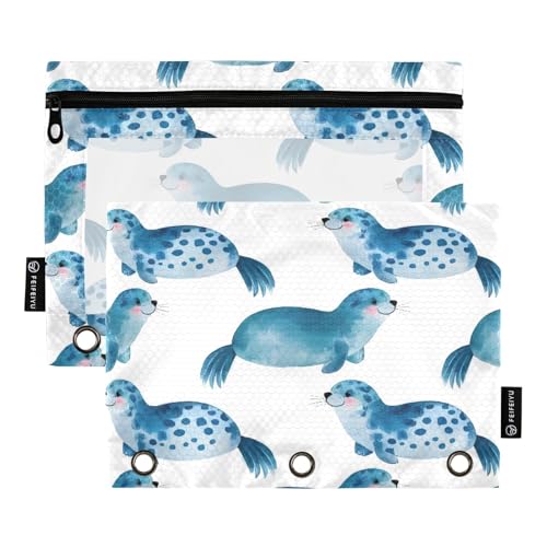 Nexawaveo Federmäppchen-Set für 3-Ringbinder, glatter Reißverschluss mit transparentem PVC-Fenster, Federmäppchen für Schulbedarf, 2 Stück von Nexawaveo