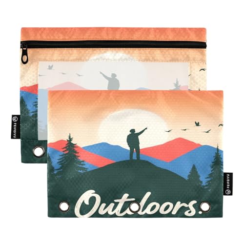 Nexawaveo Federmäppchen-Set für 3-Ringbinder, glatter Reißverschluss mit transparentem PVC-Fenster, für Schulbedarf, 2 Stück von Nexawaveo