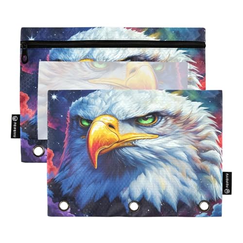 Nexawaveo Federmäppchen für Ölgemälde, 2 Stück, für 3-Ringbinder, glatter Reißverschluss mit transparentem PVC-Fenster, Federmäppchen für Schulbedarf von Nexawaveo