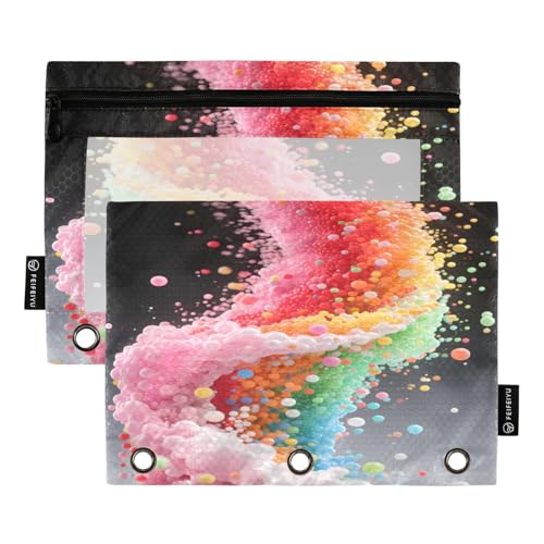 Nexawaveo Federmäppchen mit abstrakten Blasen, 2 Stück, für 3-Ringbücher, glatter Reißverschluss mit transparentem PVC-Fenster, Federmäppchen für Schulbedarf von Nexawaveo