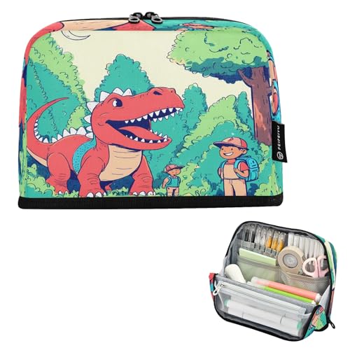 Nexawaveo Federmäppchen mit großem Fassungsvermögen, 21,1 x 15 cm, Dinosaurier, mit Stifteetui für Jungen, für Schule, Büro, Reisen von Nexawaveo