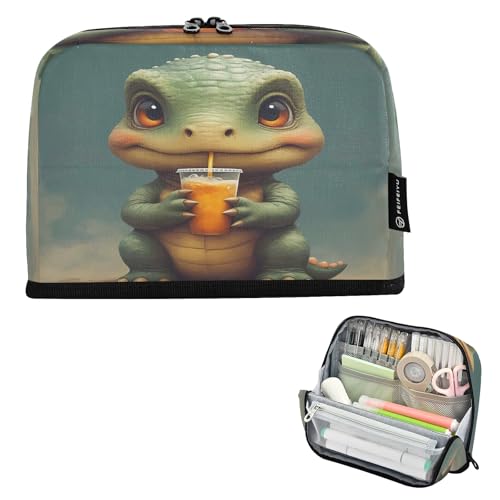 Nexawaveo Federmäppchen mit großem Fassungsvermögen, 21,1 x 15 cm, Dinosaurier mit niedlichem Stifteetui für Schule, Büro, Reisen von Nexawaveo