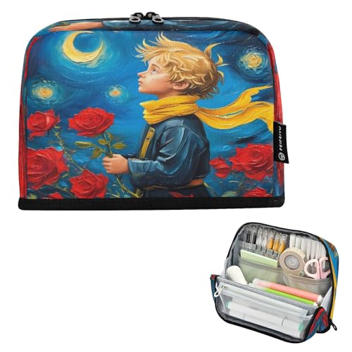 Nexawaveo Federmäppchen mit großem Fassungsvermögen, 21,1 x 15 cm, Ölgemälde, Junge, Mond, Stifteetui für Schule, Büro, Reisen Nexawaveo Federmäppchen mit großem Fassungsvermögen, 21,1 x 15 cm, Ölgemälde, Junge, Mond, Stifteetui für Schule, Büro, Reisen von Nexawaveo