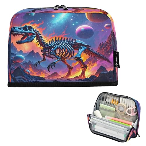 Nexawaveo Federmäppchen mit großem Fassungsvermögen, 21,1 x 15 cm, Sci-Fi-Dinosaurier, kosmisches Stifteetui für Schule, Büro, Reisen von Nexawaveo